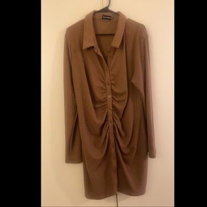 Waffle textured shirt dress